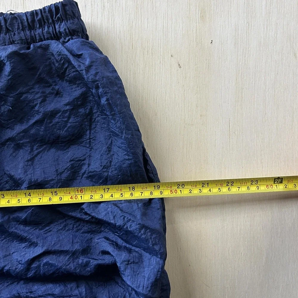 Vintage Track Pants Mens XL Blue Nylon Woven Elastic Waist Lined Zip Joggers